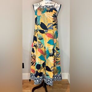 THML Colorful Tropical Print Tiered A-Line Midi Skirt, Size SMALL